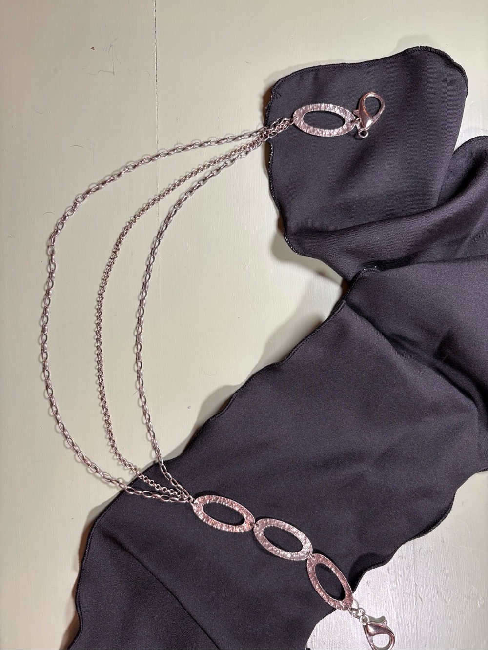 Upcycled Hammered Silver-Tone Purse Chain with Oval Links